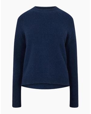 BOSS Mock Neck Long Sleeve Slim Fit T-Shirt - Blue