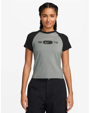 Nike Mini A-Line Crew Neck Short Sleeve Dress - Black