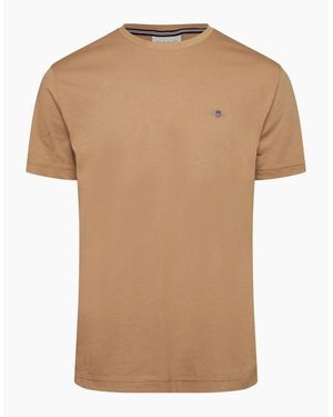 GANT Crew Neck Regular Fit Short Sleeve T-Shirt - Natural