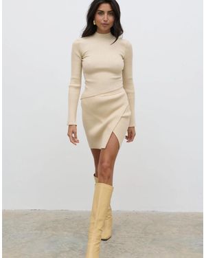 Pretty Lavish Lakelyn Wrap Mini Knit Skirt - Natural