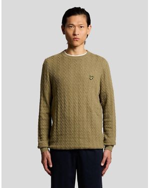 Lyle & Scott Linen Blend Ribbed Crew Neck Jumper - Green