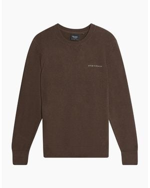 Lyle & Scott Crew Neck Ribbed Collar Long Sleeve Jumper - Brown
