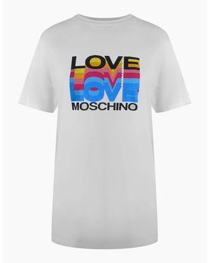 Love Moschino T-Shirt Large Colourful Love Logo - Grey