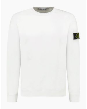 Stone Island Brushed Organic Cotton Sweatshirt Ivory - White