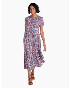 Mountain Warehouse Ladies Sardinia Floral Uv Tiered Dress - Purple