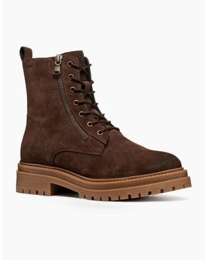 Geox D Iridea F Leather Dark Boots - Brown