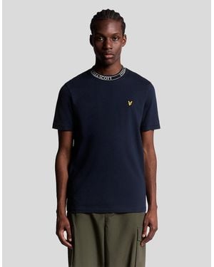 Lyle & Scott Collar Logo Ribbed T-Shirt - Blue