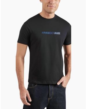 Armani Exchange T-Shirts 3D Embroidered Cotton Tee - Black
