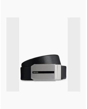 BOSS Ginn Italian Leather Reversible Belt - White