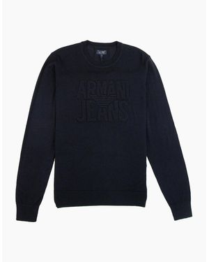 Armani Jeans Embossed Logo Lightweight Sweatshirt - Blue