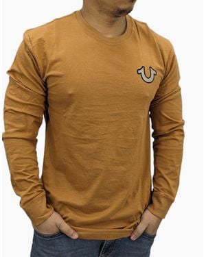 TRUE RELIGION 107704 T Shirts Crew Neck Long Sleeve Summer Buddha T Shirt - Brown
