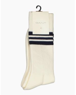 GANT 2-Pack Striped Sports Socks, Cream - White