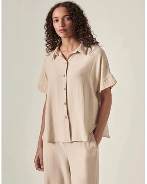 James Lakeland Relaxed Short Sleeve Blouse – Oatmeal - Natural