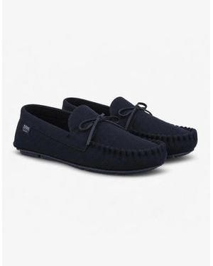 Totes Isotoner Herringbone Lined Moccasin Moccasins - Blue