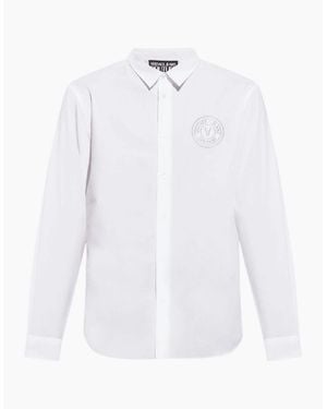 Versace Cotton Printed V-Emblem Logo/ Shirt - White