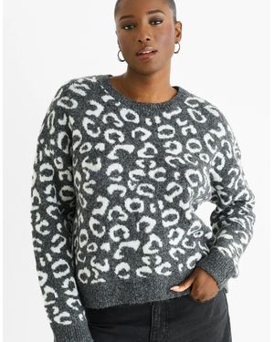Gini London Animal Pattern Loose Fit Knit Jumper - Blue