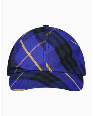 Burberry Linen Check Baseball Cap - Blue