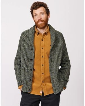 aubi Priory Fisherman Rib Shawl Collar Cardigan - Grey