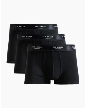 Ted Baker 3-Pack Contrast Logo Boxer Trunks - Black