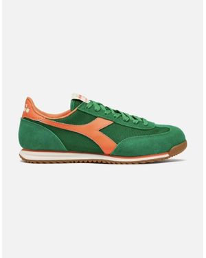 Diadora Cross Peas Cream Trainer - Green