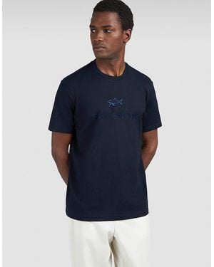 Paul & Shark Cotton Jersey T-Shirt With Logo Print - Blue