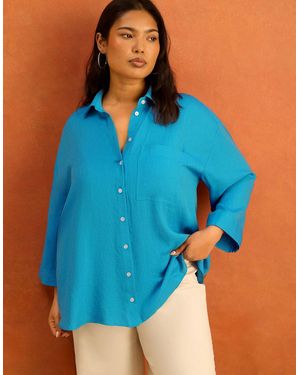 Live Unlimited London Wide Sleeve Button Up Shirt - Blue