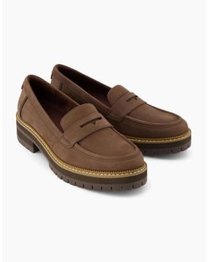 TOMS Cara Leather Oak Loafers - Brown