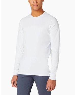 Remus Uomo Tapered Fit Cotton-Stretch Long Sleeve T-Shirt - White