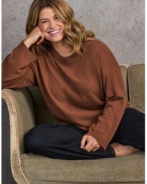 Live Unlimited London Chestnut Round Neck Knitted Jumper With Cashmere - Brown