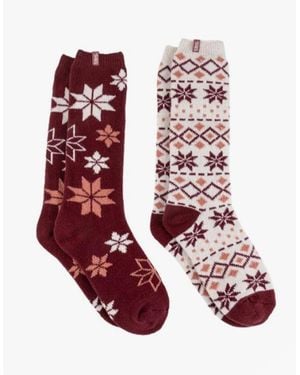 Totes Isotoner 3251F Knee High Supersoft Welly Boot Sock Welly Socks Berry - Red