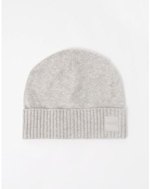 BOSS Boss Akaio R Beanie With Logo Label - White