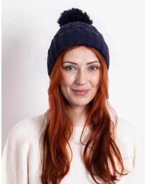 Totes Cable Knit Hat With Pom Pom Bobble - Blue