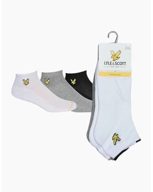 Lyle & Scott Ankle Socks Stretch Trainer 3X Pack Cotton Sports Socks 7-11 - White