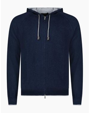 Gran Sasso Cotton-Cashmere Zip Hoodie - Blue