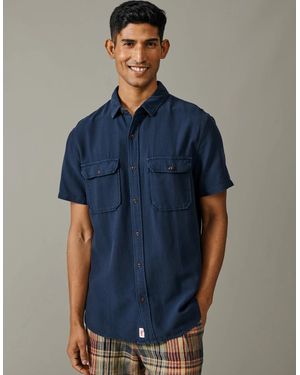 aubi Gabriel Textured Utility Shirt - Blue
