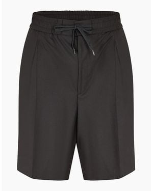 BOSS Solid Patterned Shorts With Elasticated Waistband - Black