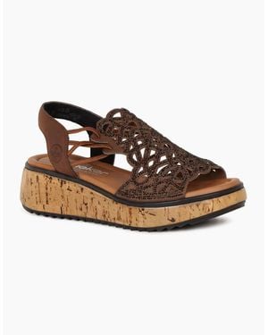 Rieker Venezuela Wedge Heel Sandals - Brown