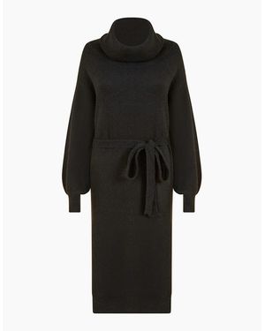 Yumi' Roll Neck Midi Jumper Dress - Black