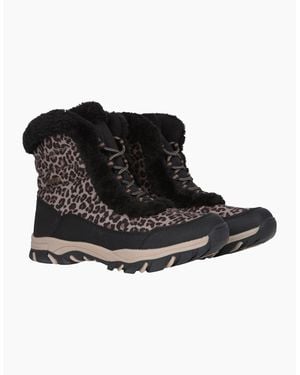 Mountain Warehouse Ladies Ohio Leopard Print Thermal Snow Boots - Black