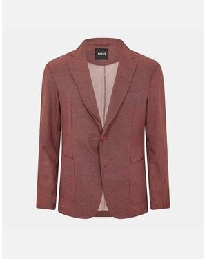 BOSS Solid Patterned Lapel Collared Blazer