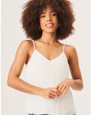 Gini London Ivory Strappy Pleated Cami Top - White