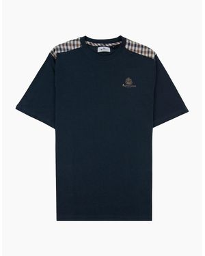 Aquascutum Club Check Shoulder T-Shirt - Blue