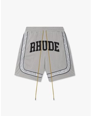 Rhude Baggy Mesh Collegiate Shorts - White