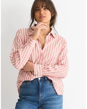Gini London Blush Stripe Viscose Oversized Shirt - Pink