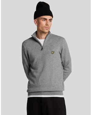 Lyle & Scott Cotton Merino 1/4 Zip Jumper - Grey