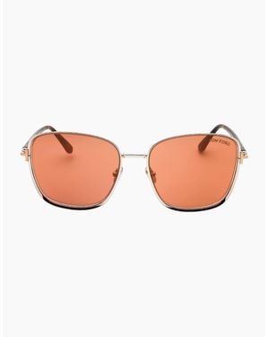 Tom Ford Shiny Dark Ruthenium Frame Mirror Lensed Sunglasses - Pink