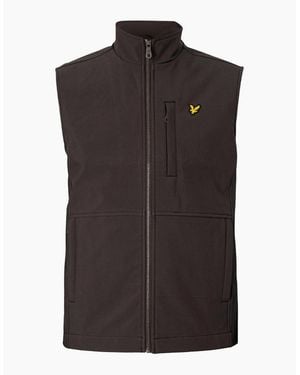 Lyle & Scott Lyle & Scott Branded Logo Softshell Dark Gilet Jacket - Black