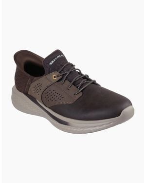 Skechers Slade Macklin Leather Chocolate Trainers - Brown