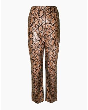 Amy Lynn Snake Patterned High Rise Trousers - Brown