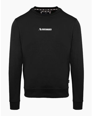 Aquascutum Crew Neck Ribbed Collar Long Sleeve Sweatshirt - Black